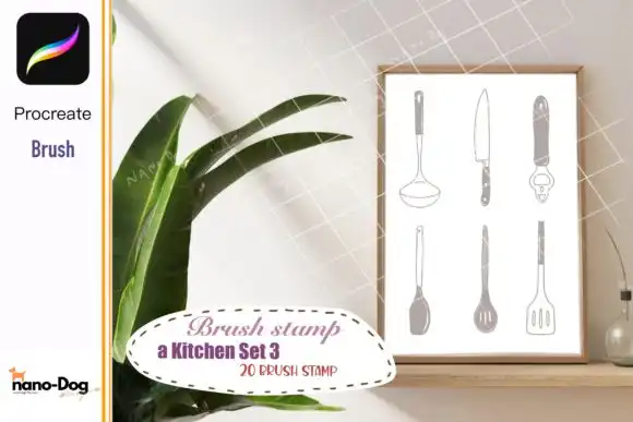 Procreate Brush Stamps Kitchen Tool Set 3