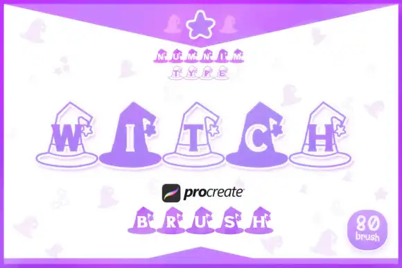 Procreate Brush Stamps Witch Halloween