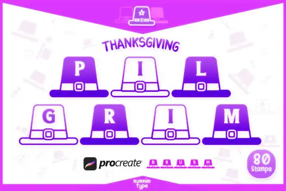 Procreate Brush Thanksgiving Pilgrim a-Z