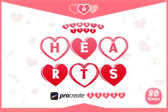 Procreate Brush Valentine Hearts Letters
