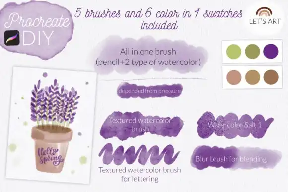 Procreate DIY. Watercolor Procreate Kit 3 procreate diy watercolor procreate kit graphics 27428703 2 580x387 35658