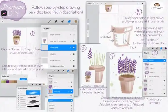 Procreate DIY. Watercolor Procreate Kit 4 procreate diy watercolor procreate kit graphics 27428703 3 580x387 35693