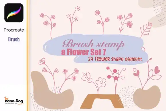 Procreate Flower Set 7 Brush Stamp BE