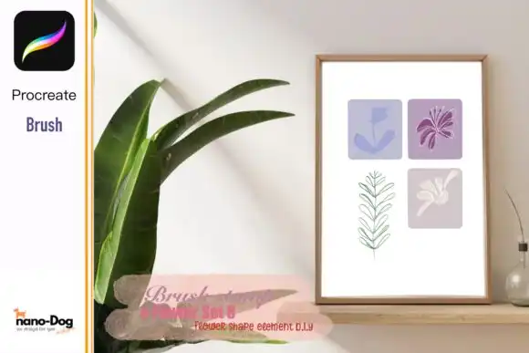 Procreate Flower Set 8 Shape Brush Stamps