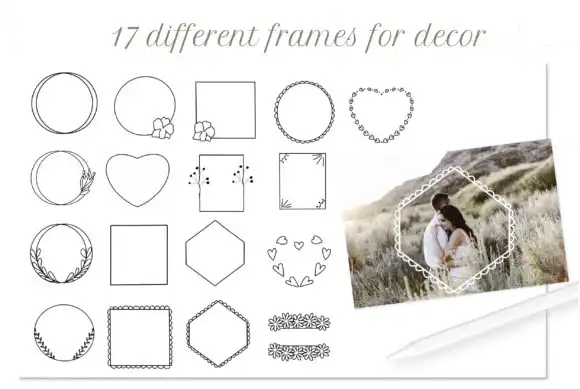 Procreate Frames Stamps, Decor Stamps 3 procreate frames stamps decor stamps graphics 7569626 2 580x389 35643