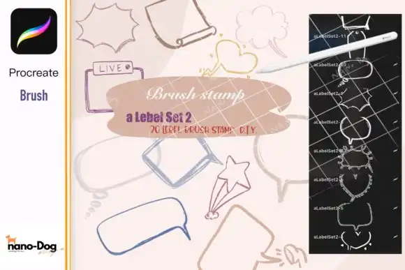Procreate Label Brush Stamp Set 2