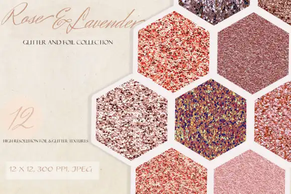 Rose Gold & Lavender Glitter Texture Kit
