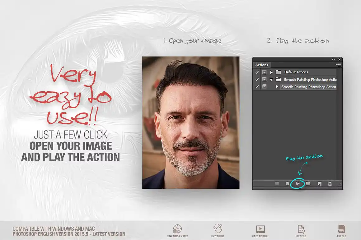 Smooth Painting Photoshop Action - Brushes Pack