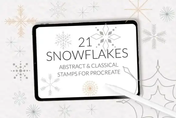 Snowflakes Procreate stamp brushes