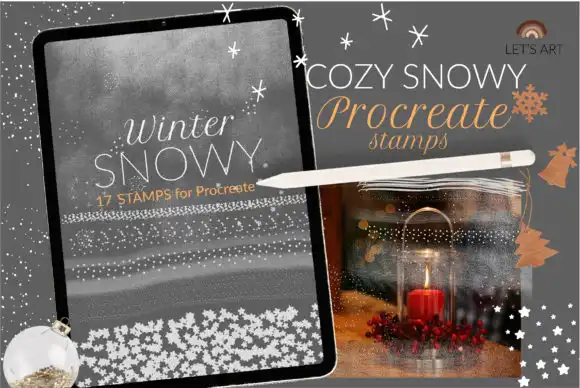 Snowy Winter Stamps, Procreate Brushes