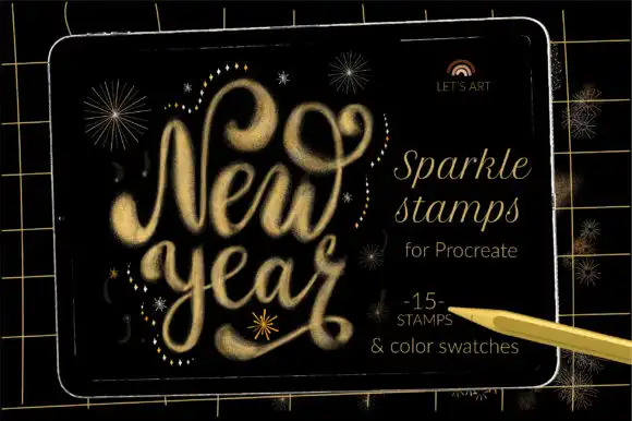 Sparkle New Year Stamps, Lettering Brush
