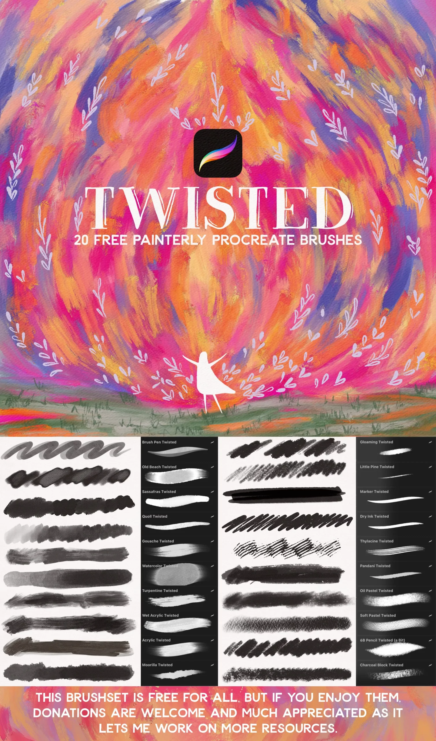 Procreate Free Brushes and Palettes Bundle - 38 Packs 7 twisted 20 free procreate brushes paint, pastel, pencil, ink! 45481