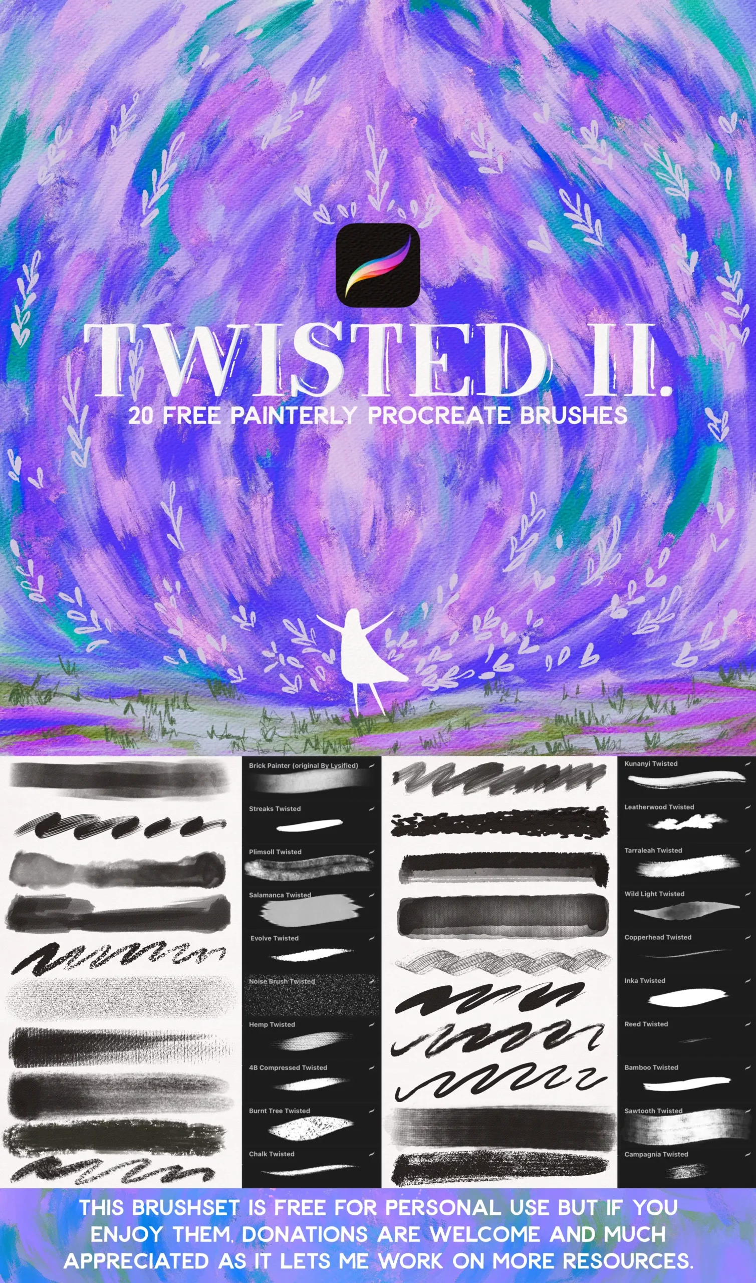 Procreate Free Brushes and Palettes Bundle - 38 Packs 6 twisted vol. 2. another 20 free procreate brushes paint, pastel, pencil, ink! 45480