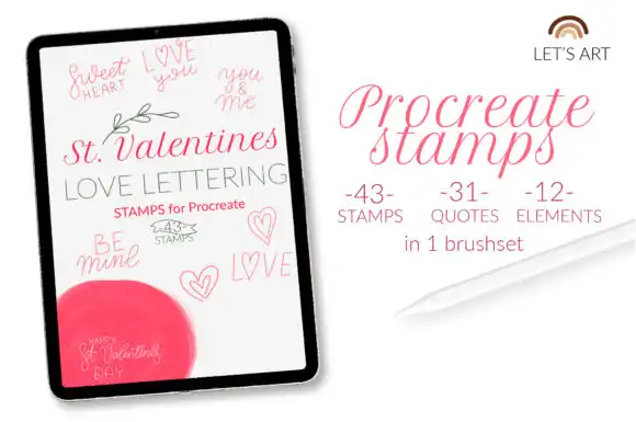 Valentine's Day Procreate Stamps. Love