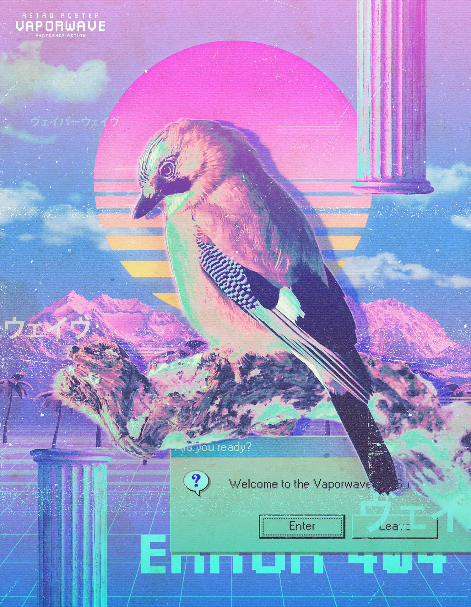 Vaporwave - Retro Poster Photoshop Action 10 vaporwave retro poster photoshop action08 35296