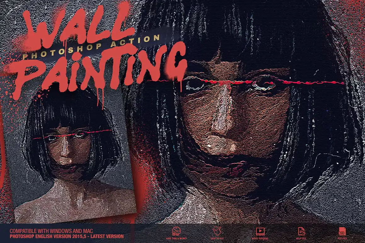 Wall Painting Photoshop Action 10 wall painting photoshop action2 17189