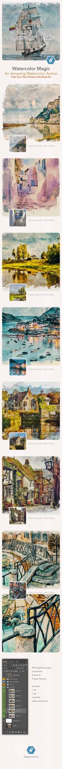 Adobe Photoshop Actions and Templates Bundle - 3 Items 3 watercolor magic 28097