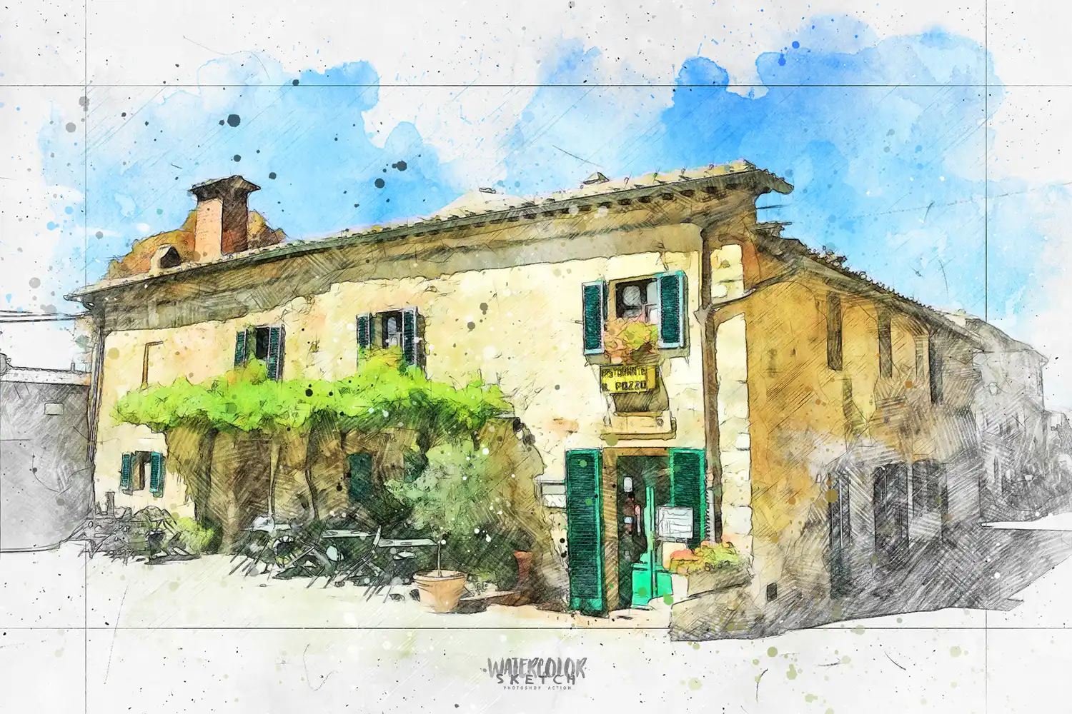 Watercolor Sketch Photoshop Action 12 watercolor sketch photoshop action (8) 35002