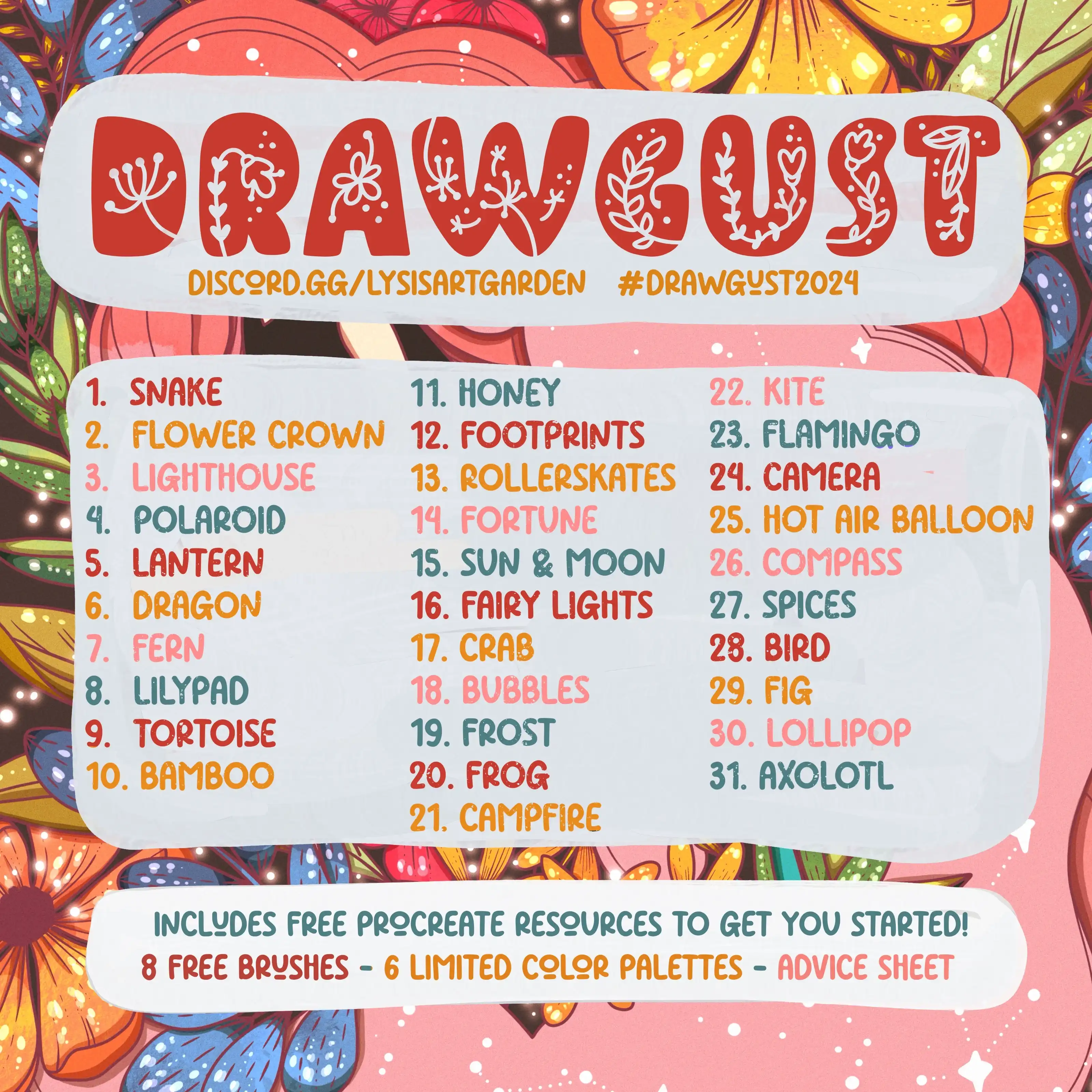 🙇🏻‍♀️ drawgust 2024 inspibox brushes, color palettes for procreate 45502