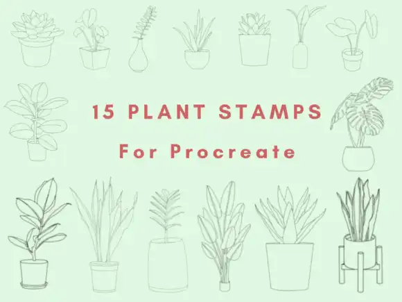15 Procreate Stamp Brush Plants