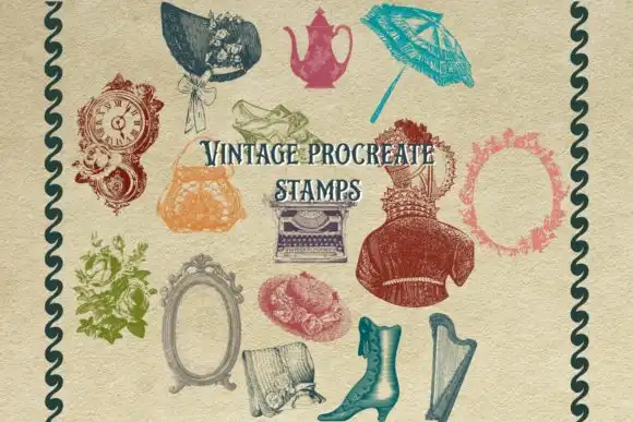 15 Vintage Procreate Brush Stamps