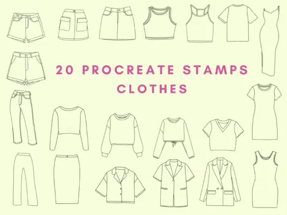 20 Procreate Stamps Clothes