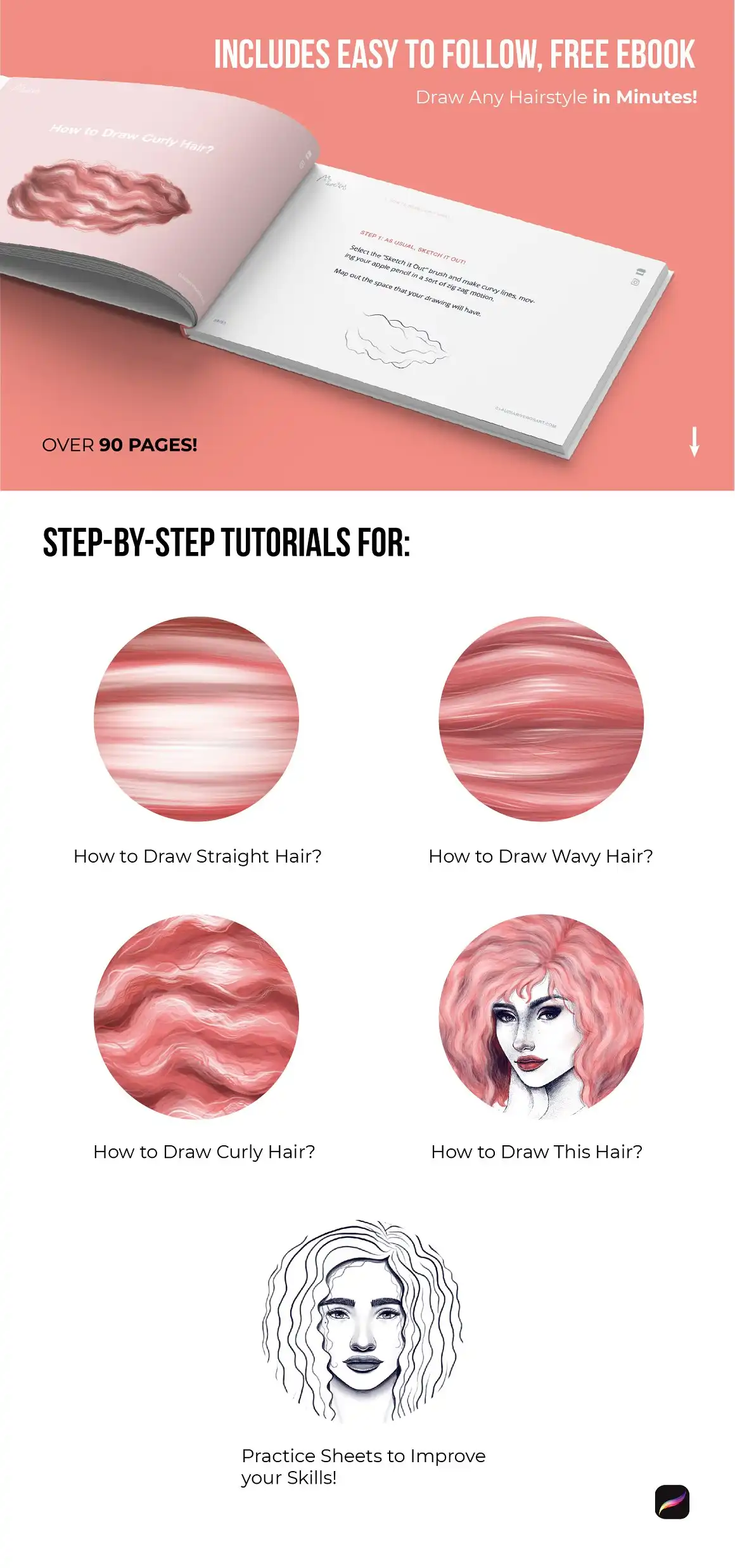 25 Hair Brushes for Every Hairstyle - Procreate 3 25 hair brushes for every hairstyle procreate (3) 50863