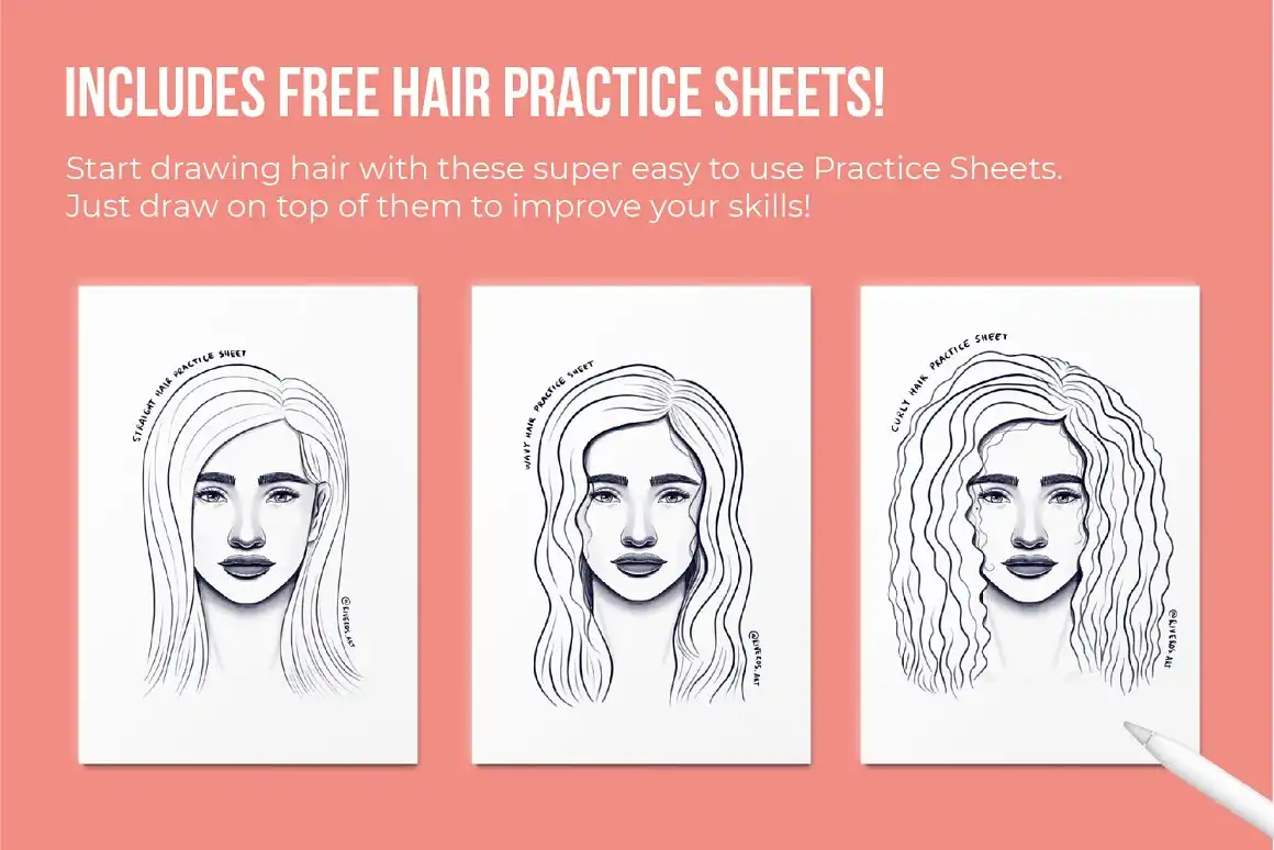 25 Hair Brushes for Every Hairstyle - Procreate 9 25 hair brushes for every hairstyle procreate (5) 50685