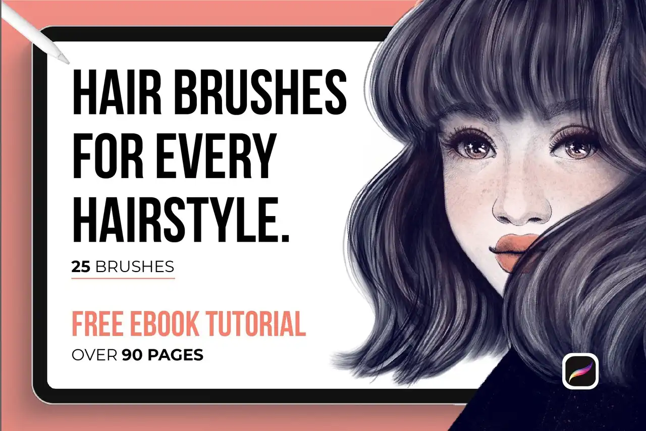25 Hair Brushes for Every Hairstyle - Procreate 6 25 hair brushes for every hairstyle procreate 50735