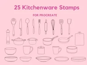 25 kitchenware stamps for procreate 51832