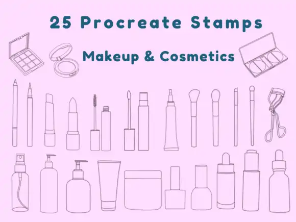 25 Makeup and Cosmetics Stamps Procreate