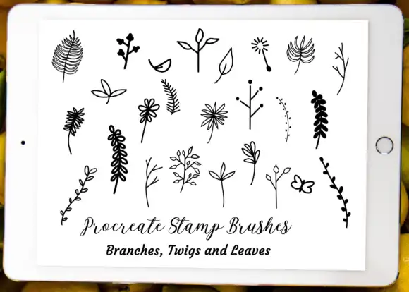 25 Procreate Stamp Brushes Plants Twigs 3 25 procreate stamp brushes, plants twigs 1 57035