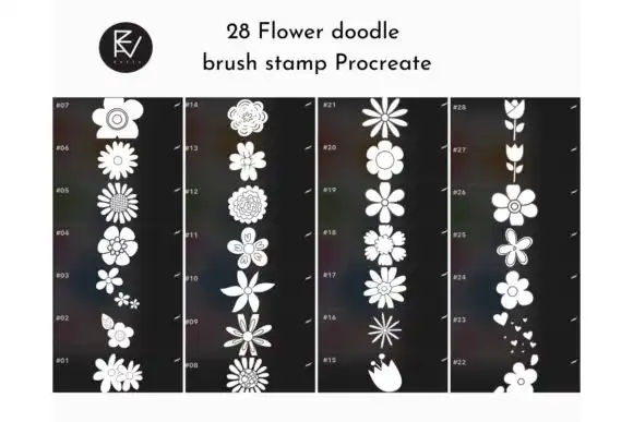 28 Flower Doodle Brush for Procreate 4 28 flower doodle brush for procreate 2 50327