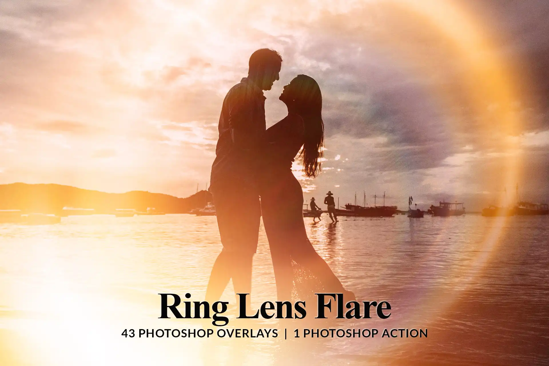 43 Ring Lens Flare Overlays &amp; Photoshop Action