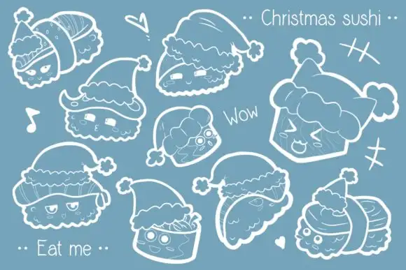 Christmas Sushi Stamp Brush Procreate 4 christmas sushi stamp brush procreate graphics 5864614 2 580x387 57781