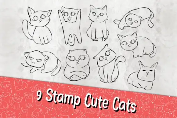 Procreate Brush Stamp Cats 5 procreate brush stamp cats graphics 9437500 2 580x386 57924