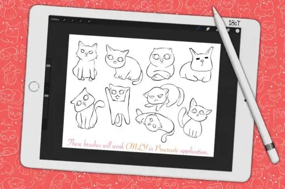 Procreate Brush Stamp Cats 4 procreate brush stamp cats graphics 9437500 4 580x386 57824