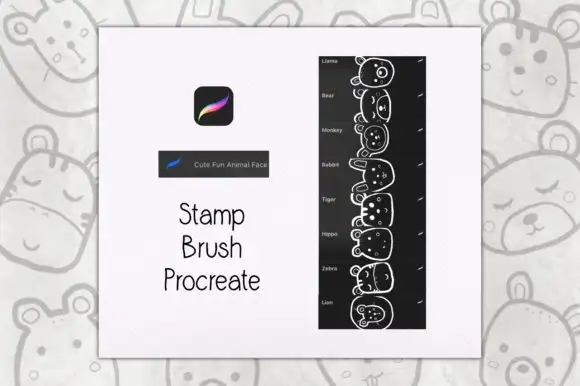 Stamp Brush Procreate Cute Fun Animal 5 stamp brush procreate cute fun animal graphics 6196084 1 1 580x386 57238