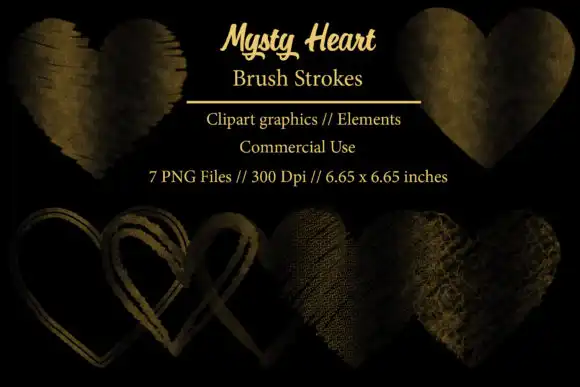 Black Gold Heart Brush Strokes