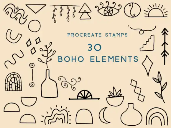 Boho Elements Procreate Stamp Brush