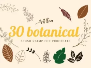 botanic leaves brush stamp for procreate 50290