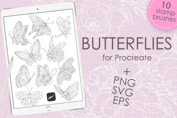 Butterflies Brush Stamps for Procreate