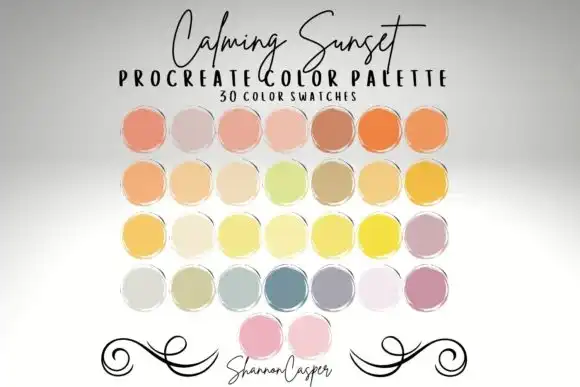 Calming Sunset Procreate Color Palette