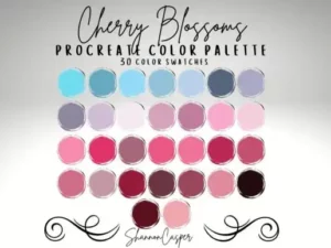 cherry blossoms procreate color palette graphics 7972640 1 1 580x387 52379