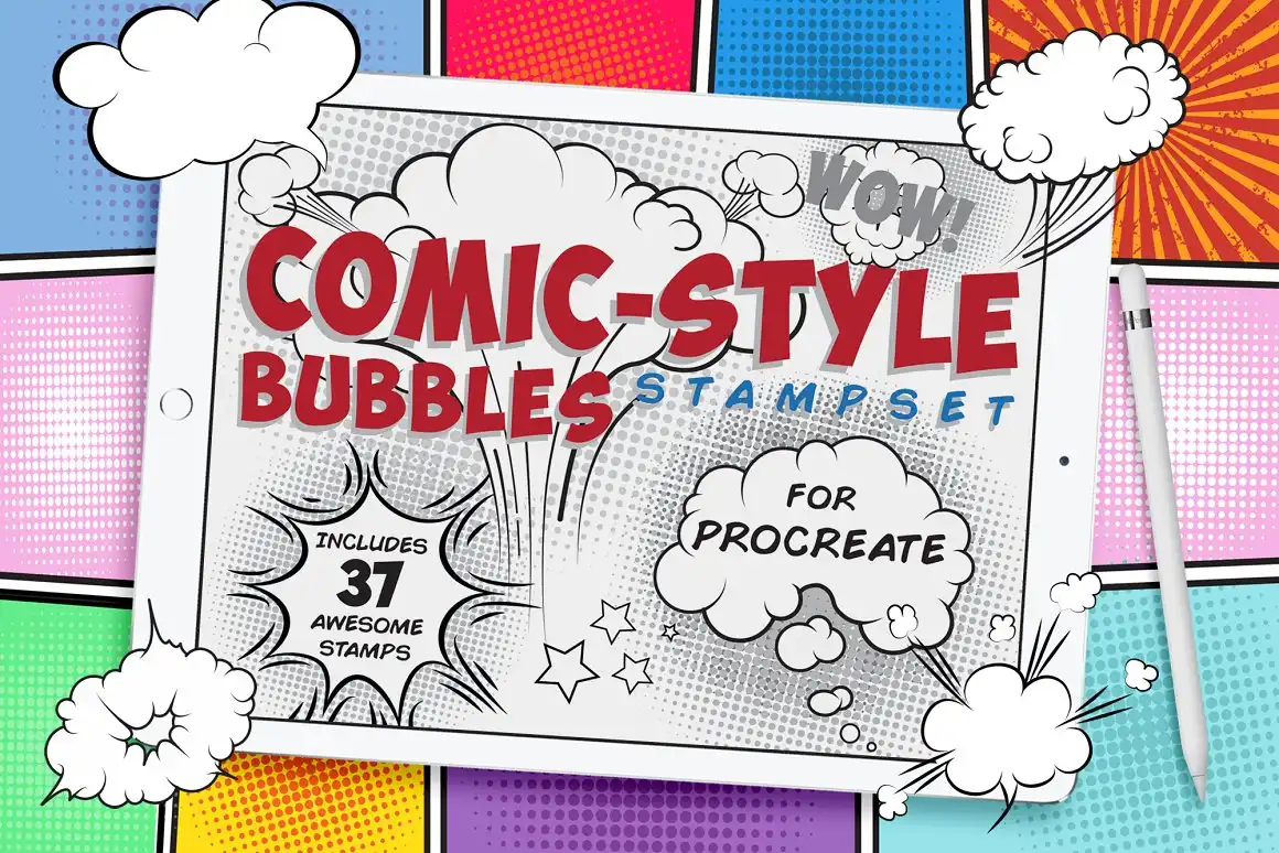 Comic Bubble Procreate Stamp 3 comic bubble procreate stamp set 55170