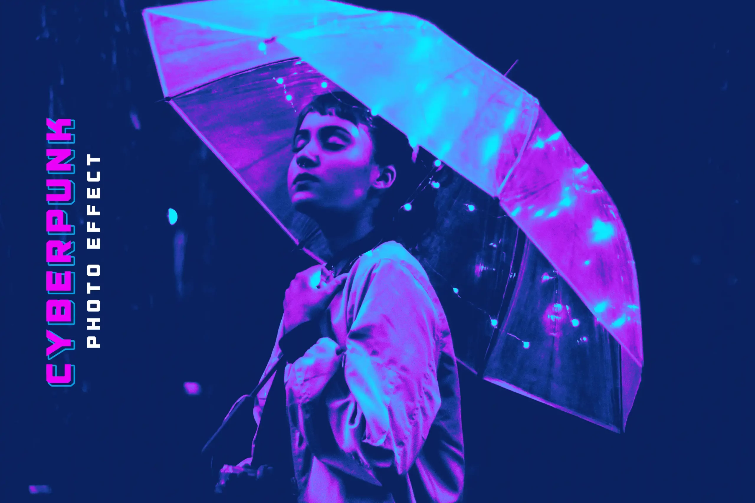 Cyberpunk Neon Light Photo Effect