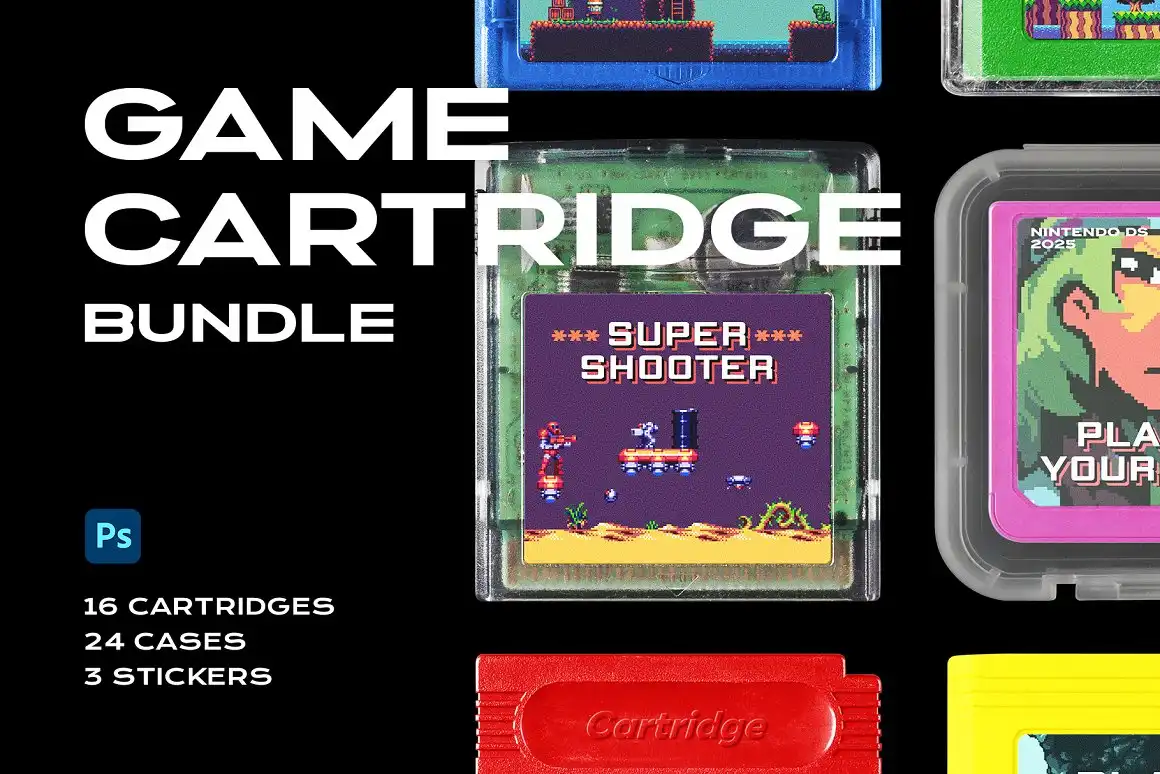 Game Cartridge Mockup Bundle Retro 3 game cartridge mockup bundle retro (58) 49262