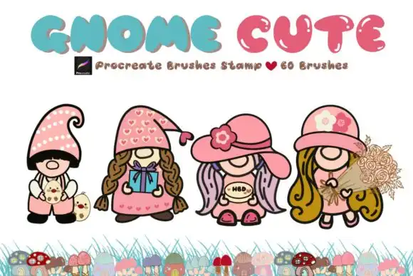 GNOME CUTE Procreate Brushes Stamp