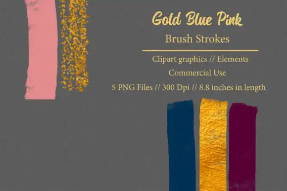 Gold Blue Pink Brush Strokes