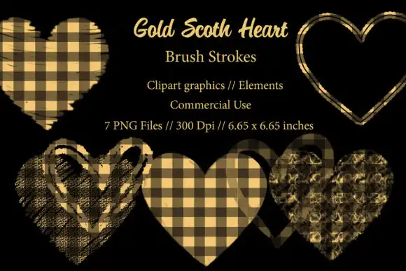 Gold Scoth Heart Brush Strokes